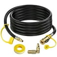 thumbnail image 1 of PatioGem 12 FT Quick Connect Propane Hose for RV to Grill, Propane Hose Adapter with 1/4" Shutoff Valve and 1/4" Male Full Flow Plug, LP RV Hose with Elbow Adapter for 17" and 22" Blackstone Griddles, 1 of 8