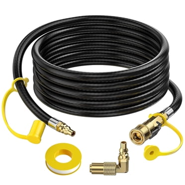 Quick-Connect Propane Hose For RV & Grills - 7ft, 12ft, Or 24ft With Adapter (Black)