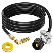 PatioGem 12FT Propane Adapter Hose with Regulator, QCC1 Gas Grill Regulator and Hose with Elbow Adapter for 17" and 22" Blackstone Tabletop Griddle and Most LP Gas Grill with 3/8 Connect Fitting