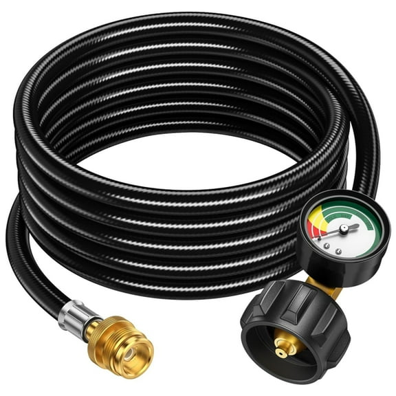 PatioGem 12FT Propane Hose Adapter 1lb to 20lb, 1lb to 20lb Propane Tank Adapter, Propane Tank Hose, Propane Grill Hose Fit for Weber Q Grill/Coleman Camping Stove/Buddy Heater Propane Hose