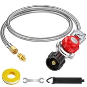 5FT 0-30 PSI Adjustable High Pressure Propane Regulator with Gauge 0-30PSI Gas Flow Indicator Stainless Propane QCC1 Hose with 3/8 Flare x 1/8 MNPT