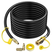 PatioGem 24 FT Quick Connect Propane Hose for RV to Grill, Propane Hose Adapter with 1/4" Shutoff Valve and 1/4" Male Full Flow Plug, LP RV Hose with Elbow Adapter for 17" and 22" Blackstone Griddles