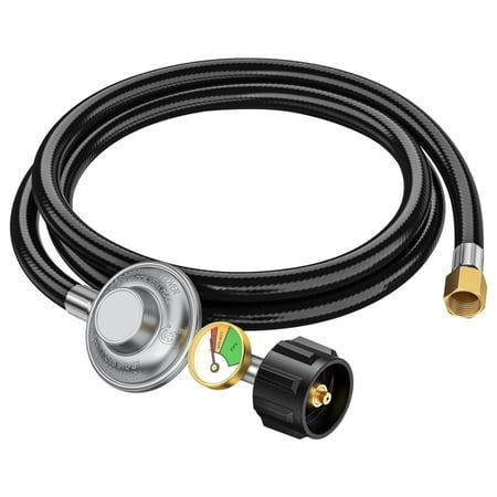 PatioGem 6FT Propane Hose with Regulator, Low Pressure Propane Regulator with Hose and Gauge, 0-1Psi Propane Gas Regulator, Gas Grill Regulator, Propane Hose for Grills