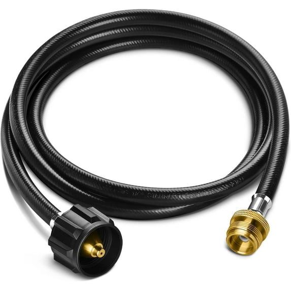 PatioGem 6FT Propane Tank Adapter Hose, Propane Adapter 1lb to 20lb, Converts 1lb Appliances to 5-40lb Tanks, Fit for Weber/Coleman/Blackstone Grill, Camping Stove, Buddy Heater, Tabletop Gridde