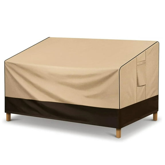 PatioGem Outdoor Couch Cover 600D Oxford Heavy Duty 3-Seater Lounge Sofa Cover Waterproof Rectangle Couch Bench Seat Covers 31"Dx56"Wx33"H Patio Furniture Chair Covers, Brown