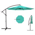 thumbnail image 1 of PatioKingdom 10FT Offset Patio Umbrellas, Cantilever Outdoor Umbrella Hanging for Garden Market Pool with Crank & Cross Base - Peacoke Blue, 1 of 1