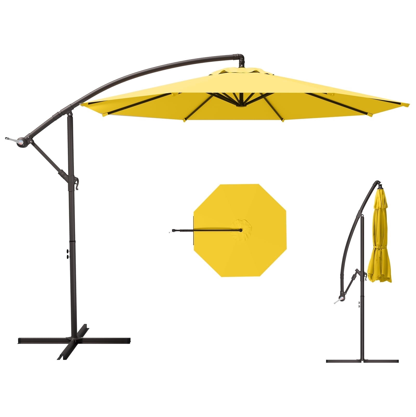 PatioKingdom 10FT Offset Patio Umbrellas, Cantilever Outdoor Umbrella ...
