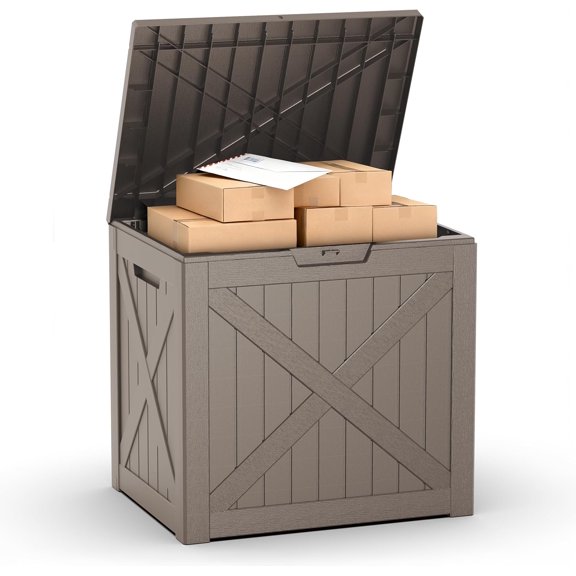 PatioZen Package Delivery Box 55 Gallon with Lockable Secure,Outdoor Package Drop Container Waterproof for Porch Patio and Curbside(Grey)