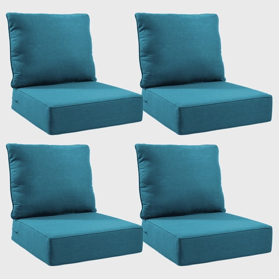 Patiobula 8-Piece Outdoor Deep Seat Cushion Set, 22 x 24, Water Repellent, Fade Resistant, 6-Inch Thicken Deep Seat Bottom and Back Cushion for Chair, Sofa, and Couch, Peacock Blue