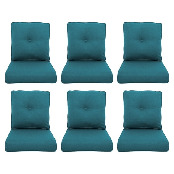 Patiobula Outdoor 12-Piece Deep Seat Cushion,24 x 22, Water Repellent, Fade Resistant, Deep Seat Bottom and Back Cushion for Chair, Sofa, and Couch,Peacock Blue