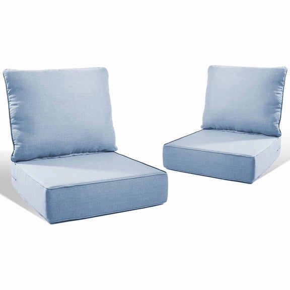 Patiobula Outdoor Deep Seat Cushion Set, 24 x 24, Water Repellent, Fade Resistant, 6" Thicken Deep Seat Bottom and Back Cushion for Chair, Sofa, and Couch, Baby Blue (4-Piece)