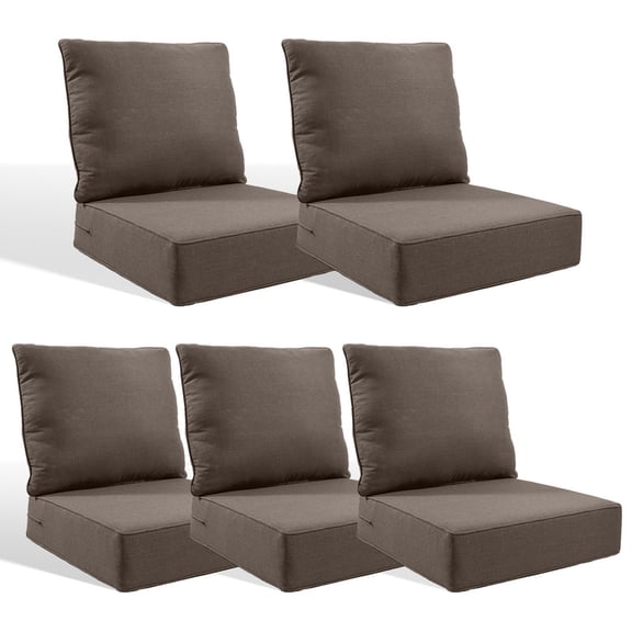 Patiobula Outdoor Deep Seat Cushion Set, 24 x 24, Water Repellent, Fade Resistant, 6" Thicken Deep Seat Bottom and Back Cushion for Chair, Sofa, and Couch, Gray (10-Piece)