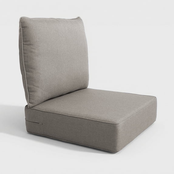 Patiobula Outdoor Deep Seat Cushion Set, 24 x 24, Water Repellent, Fade Resistant, 6" Thicken Deep Seat Bottom and Back Cushion for Chair, Sofa, and Couch, Gray (2-Piece)