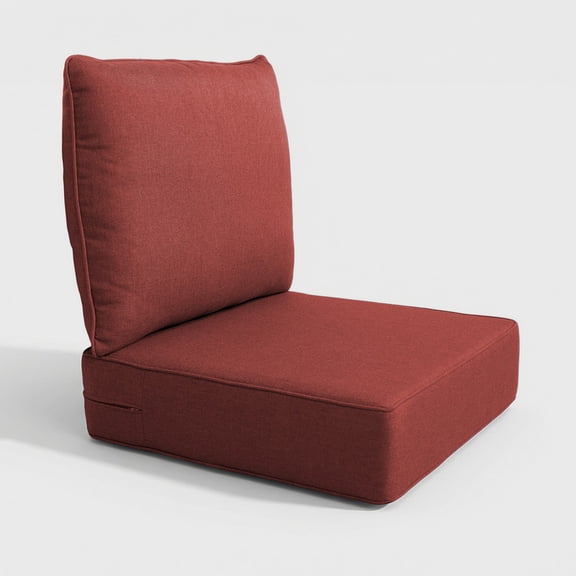 Patiobula Outdoor Deep Seat Cushion Set, 24 x 24, Water Repellent, Fade Resistant, 6" Thicken Deep Seat Bottom and Back Cushion for Chair, Sofa, and Couch, Red (2-Piece)