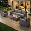 Patiobula Patio Luxury Oversized Furniture Set with Fire Pit Table ...