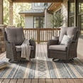 thumbnail image 1 of Patiobula Outdoor Patio Swivel Glider Chair Set of 2,All-Weather Rattan Swivel Rocking Lounge Chair with Removable Cushions for Patio Porch Pool,Brown/Gray, 1 of 12