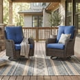 thumbnail image 1 of Patiobula Outdoor Patio Swivel Glider Chair Set of 2,All-Weather Rattan Swivel Rocking Lounge Chair with Removable Cushions for Patio Porch Pool,Brown/Navy, 1 of 11