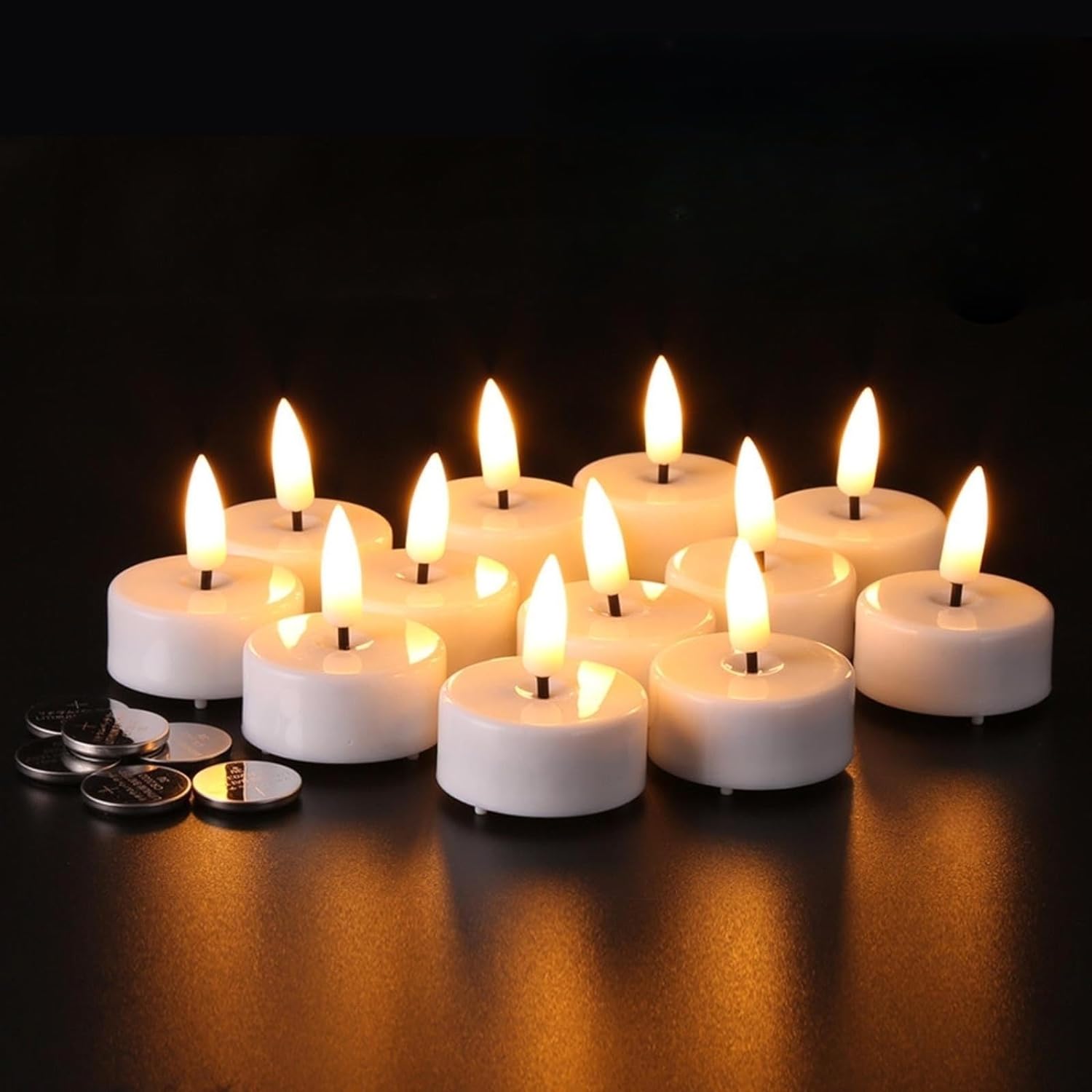 Patiofeel 2"x2" Black Flameless Halloween Candles with Remote, Drip Wax Look LED Battery Votive