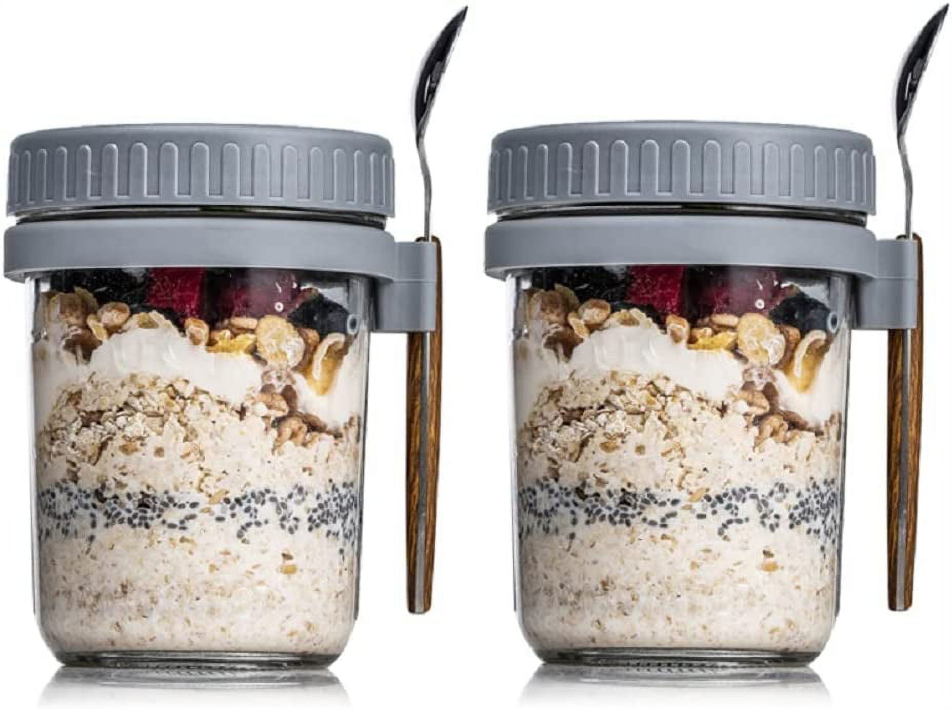 Xigugo Overnight Oats Container with Lid and Spoon, Overnight Oats Jars, 16  oz Cereal, Milk, Vegetable and fruit Salad Storage Container with