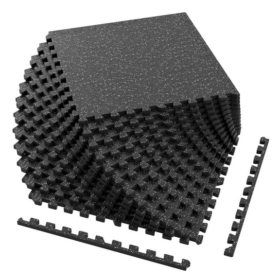 Patiojoy 0.79" Thick Gym Flooring 12 Pcs Exercise Equipment Workout Mats with Rubber Top