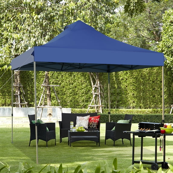 Patiojoy 10'x 10' Pop Up Canopy Tent Easy Set-up Outdoor Tent Commercial Instant Shelter w/ 3 Adjustable Heights Blue
