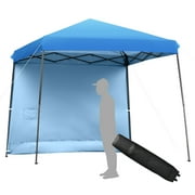Patiojoy 10x10 ft Pop up Canopy Tent One Person Set-up Instant Shelter with Central Lock W/ Roll-up Side Wall Blue