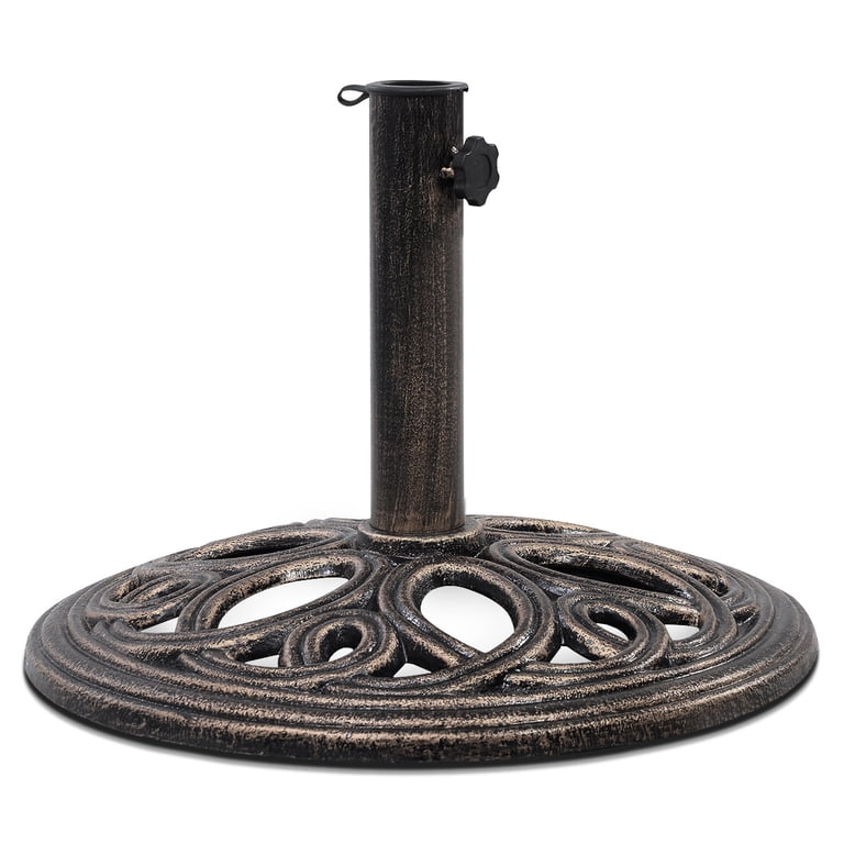 classic cast iron patio umbrella base Treasure Garden 50 lb Market (Black Finish) Purpose Stem System to give you options for placement of your umbrella Sunnydaze 24lb Heavy-Duty Round Cast