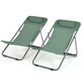 thumbnail image 1 of Patiojoy 2 PCS Beach Chair Lounger Reclining Folding Chair w/3-Position Adjustable Backrest Green, 1 of 10