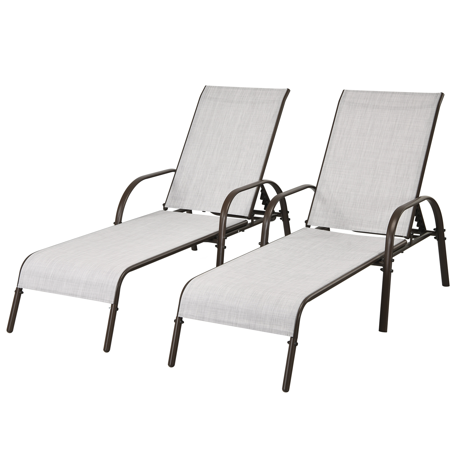 Patiojoy 2 PCS Beach Chair Lounger Reclining Folding Chair w/3Position