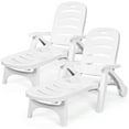 thumbnail image 1 of Patiojoy 2 PCS Patio Chaise Lounge Chair 5-Position Folding Recliner for Beach Poolside Backyard White, 1 of 10