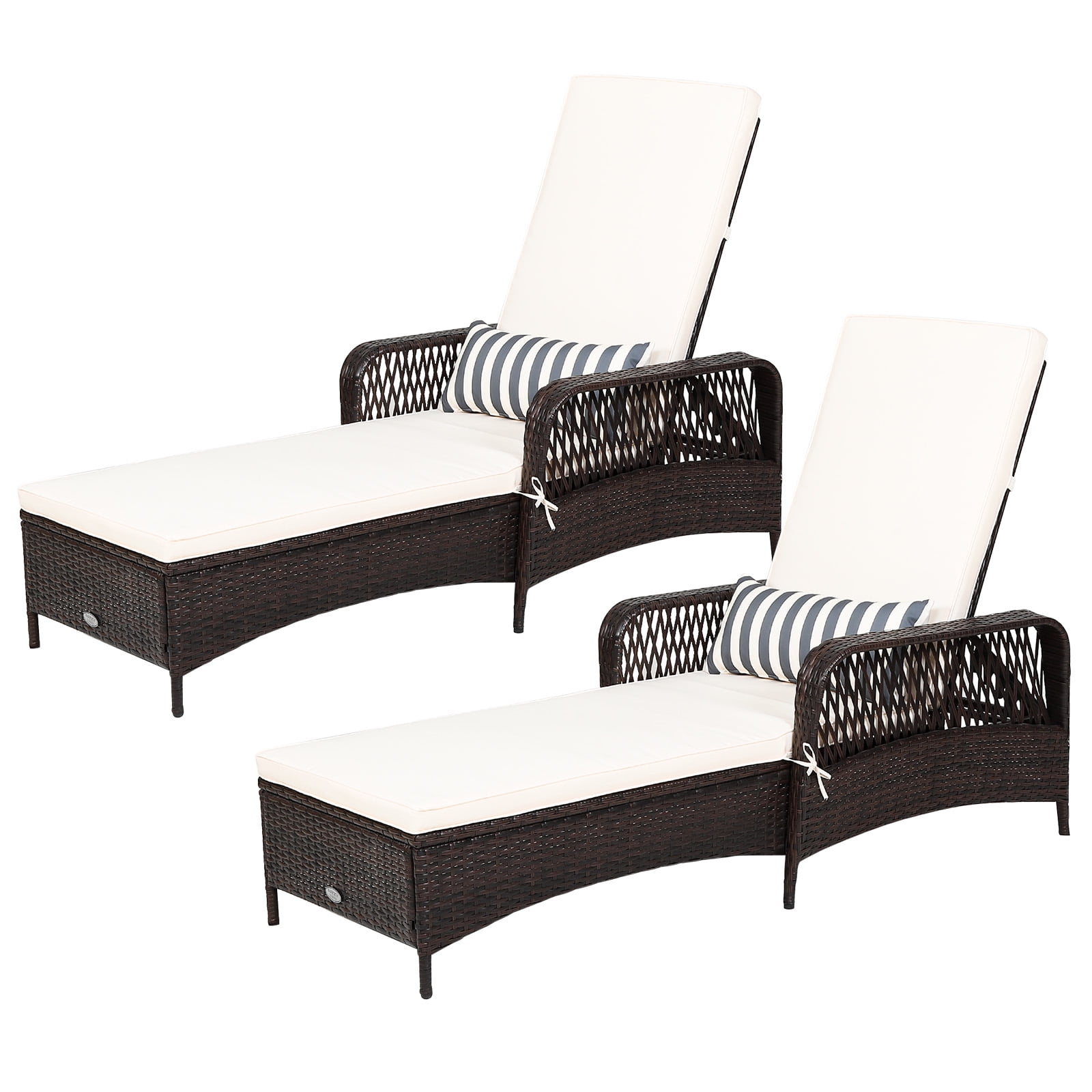 Patiojoy 2 PCS Patio Chaise Lounge Chair SixPosition Adjustable