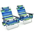 thumbnail image 1 of Patiojoy 2 Pack of Folding Beach Chair Portable Backpacking Chair with Cup Holder Headrest Storage Bag for Outdoor Blue, 1 of 10