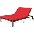 thumbnail image 1 of Patiojoy 2-Person Patio Rattan Recliner Chair Chaise Lounge Daybed with Wheels & Cushion Red, 1 of 7