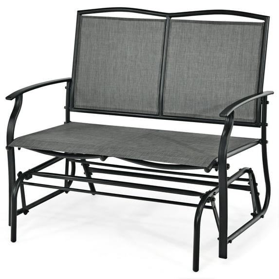 Patiojoy 2 Person Swing Glider Bench Patio Rocking Lounge Chair w/Steel Frame for Garden Backyard Balcony Gray