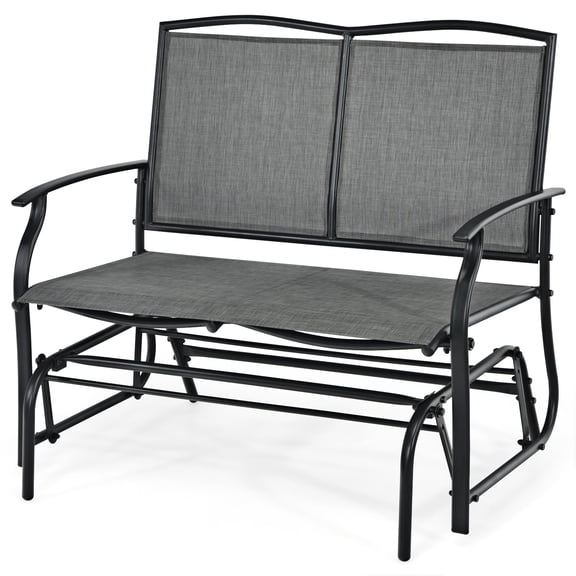 Patiojoy 2 Person Swing Glider Bench Patio Rocking Lounge Chair w/Steel Frame for Garden Backyard Balcony Gray