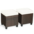 thumbnail image 1 of Patiojoy 2 Piece Outdoor Patio Rattan Ottoman Cushioned Wicker Stools, 1 of 7