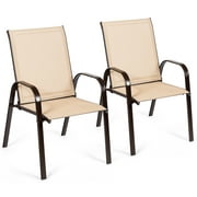 Patiojoy 2-Piece Patio Chairs Camping Garden Chairs with Armrest &Backrest Beige