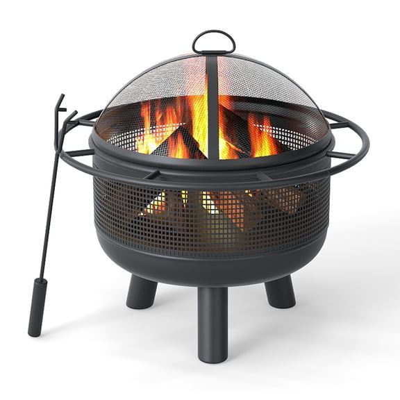 Patiojoy 24" Wood Burning Fire Pit Portable Heavy Duty Firepit with Log Grate