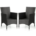thumbnail image 1 of Patiojoy 2PC Patio Rattan Wicker Dining Chairs Set With Cushions Black, 1 of 6