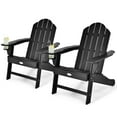 thumbnail image 1 of Patiojoy 2PCS Adirondack Chair Outdoor with Cup Holde Weather Resistant Lounger Chair for Backyard Garden Patio and Deck Black, 1 of 8
