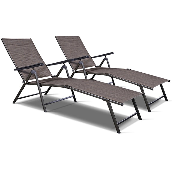 Patiojoy 2PCS Chaise Lounge Adjustable Patio Poolside Recliner Chair Outdoor