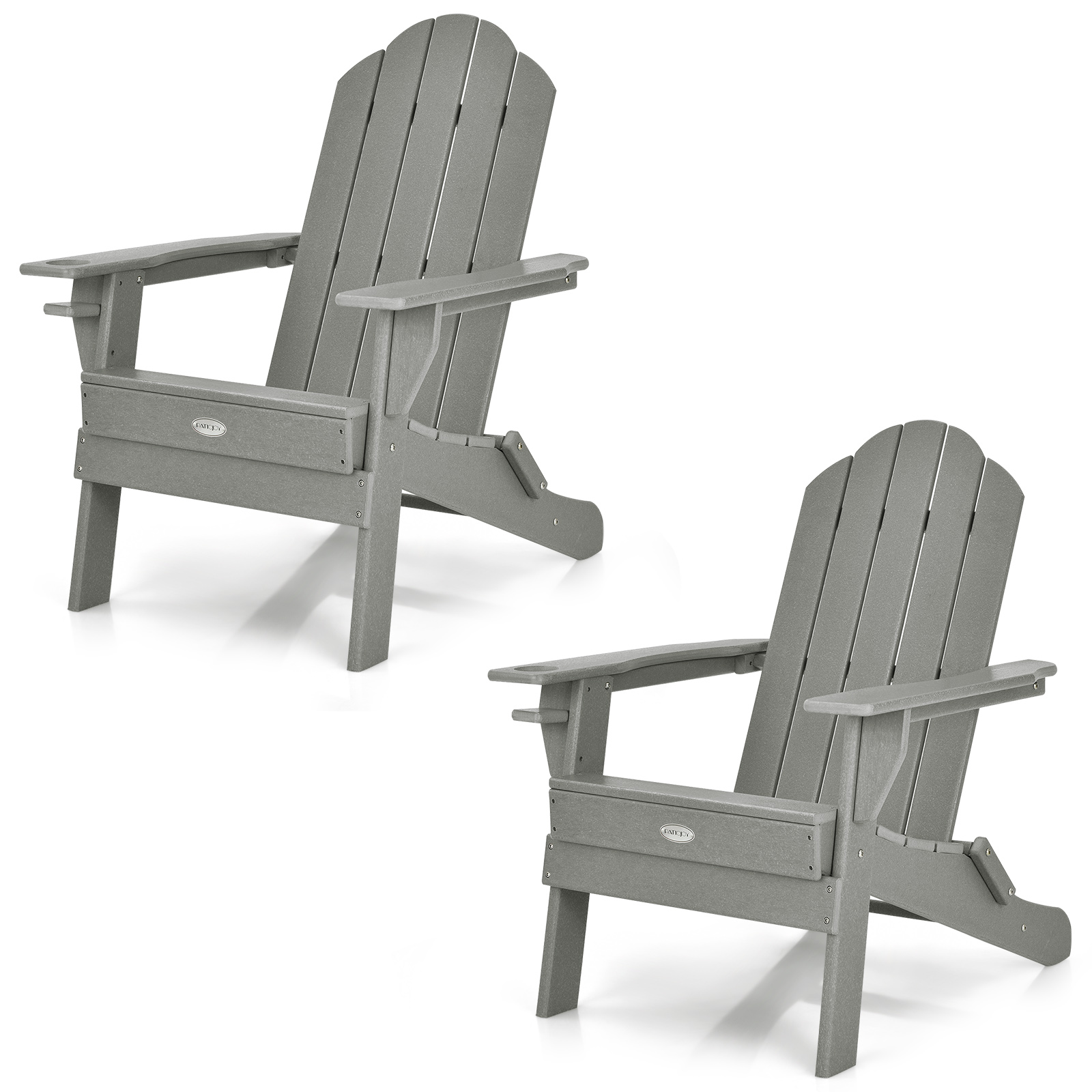 Patiojoy 2PCS Folding Adirondack Chair Outdoor Adirondack Chair Weather Resistant Lounger for