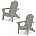 thumbnail image 1 of Patiojoy 2PCS Folding Adirondack Chair Outdoor Adirondack Chair Weather Resistant Lounger for Backyard Porch Poolside Grey, 1 of 8