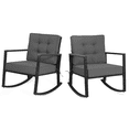 thumbnail image 1 of Patiojoy 2PCS Outdoor Wicker Rocking Chair Glider Rattan Rocker Recliner with Grey Cushion, 1 of 8