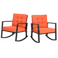 thumbnail image 1 of Patiojoy 2PCS Outdoor Wicker Rocking Chair Glider Rattan Rocker Recliner with Orange Cushion, 1 of 9