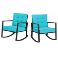 thumbnail image 1 of Patiojoy 2PCS Outdoor Wicker Rocking Chairs Glider Rattan Rocker Recliner with Turquoise Cushion, 1 of 8