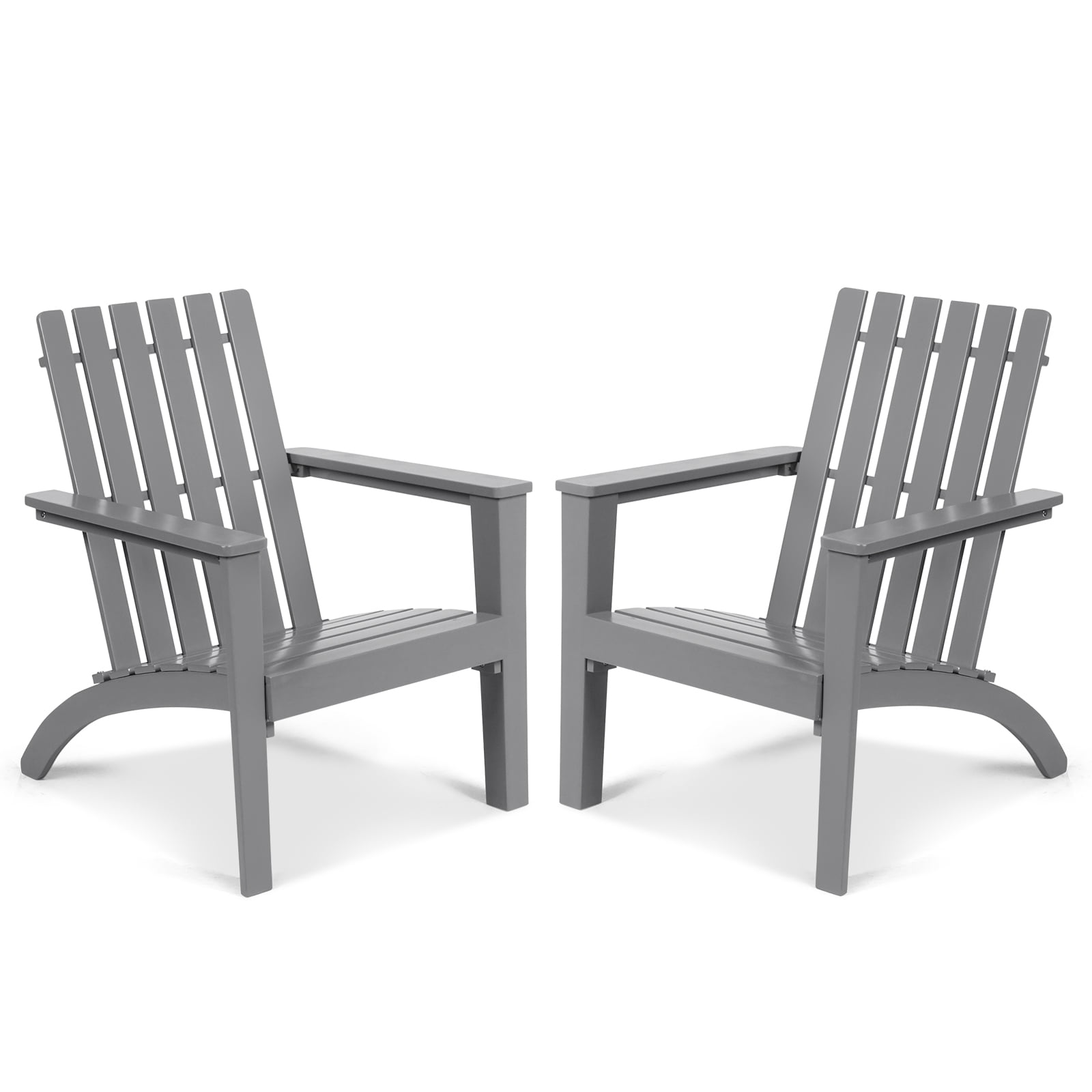Patiojoy 2PCS Wooden Adirondack Chair W/Ergonomic Design Outdoor Lounge Armchair Acacia Wood chair for Yard&Patio Gray