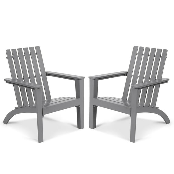 Patiojoy 2PCS Wooden Adirondack Chair W/Ergonomic Design Outdoor Lounge Armchair Acacia Wood chair for Yard&Patio Gray