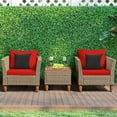 thumbnail image 1 of Patiojoy 3 Piece Outdoor Rattan Sofa Set Wicker Conversation Furniture Set with Red Cushions, 1 of 9