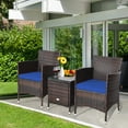 thumbnail image 1 of Patiojoy 3-Piece Patio Wicker Rattan Furniture Set Conversation Sofa Set with Coffee Table Navy, 1 of 7